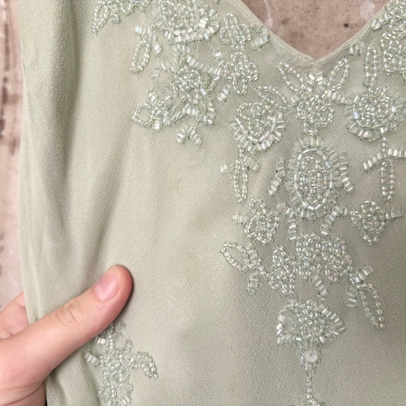 Vtg Scala Silk Beaded Dress Drop Waist Fairy Dress - Picture 4 of 10